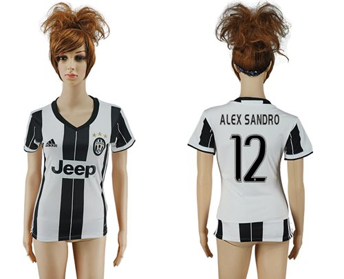 Women's Juventus #12 Alex Sandro Home Soccer Club Jersey - Click Image to Close